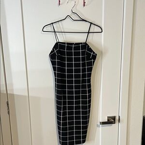 SHEIN Black and White Checkered Midi Dress